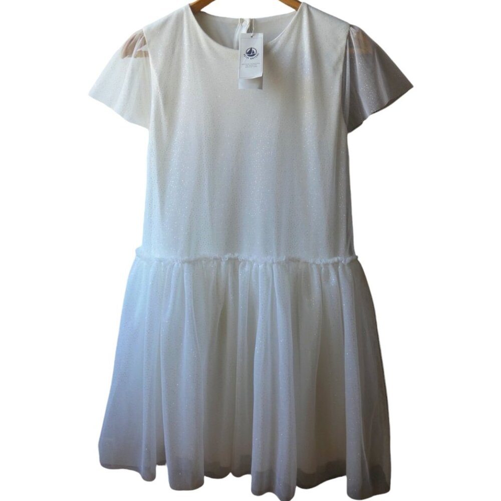 Petit bateau- Metallic sparkle embroidered tulle dress -SIZE: 12 yrs-NWT